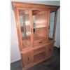Image 1 : Wooden China Cabinet with Glass Doors and Shelving