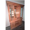 Image 2 : Wooden China Cabinet with Glass Doors and Shelving