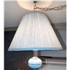 Image 1 : Swag Lamp - Hanging Pendant Lamp with Pleated Shade & Blue Accent