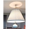 Image 2 : Swag Lamp - Hanging Pendant Lamp with Pleated Shade & Blue Accent
