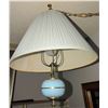 Image 3 : Swag Lamp - Hanging Pendant Lamp with Pleated Shade & Blue Accent