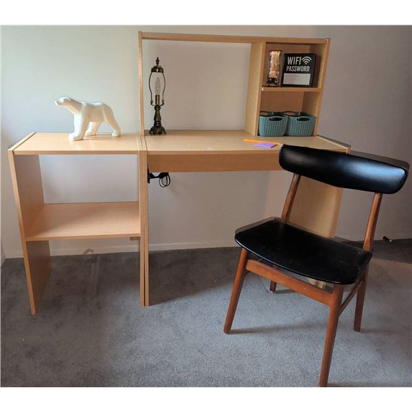 Items: Mid-Century Style Chair and Modular Light Wood Desk