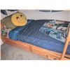 Image 6 : Wooden Twin Bunk Bed Frame with Storage Drawers and Matching Bookshelf
