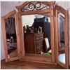 Image 6 : Wooden Dresser with Triple-Panel Mirror and Brass Hardware