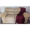 Image 2 : Plush Corduroy 2 Seater w/ Decorative Throw Blanket