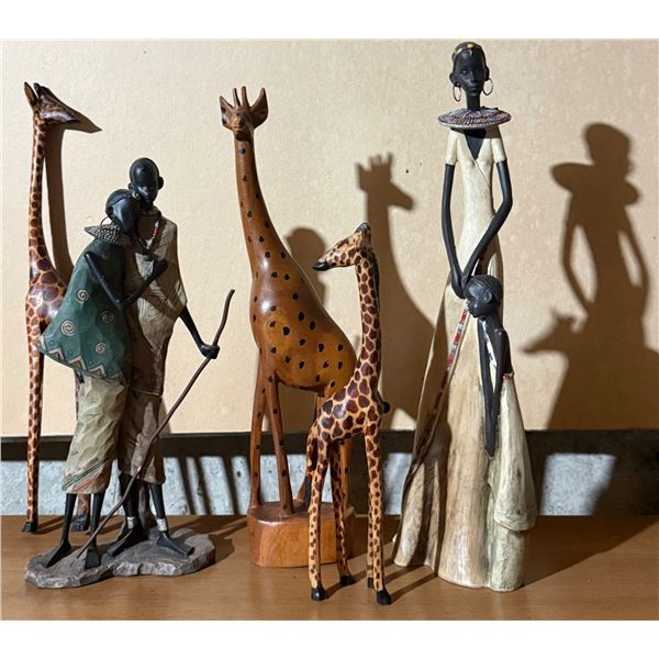 Handcrafted African-Inspired Figures and Giraffe Sculptures