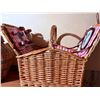 Image 2 : Woven Basket Set Featuring Lidded Storage Basket and Picnic Basket with Accessories