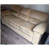 Image 3 : Beige Corduroy Three-Seat Sofa w/ Cushions & Soft Flannel Blanket