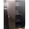 Image 3 : Three-Door Dark Wood Laminate Wardrobe with Shelving and Hanging Space