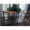 Image 1 : Round Metal and Wood Side Tables with Decorative Base