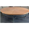 Image 1 : Oblong Wood Coffee Table with Metal Base – Modern