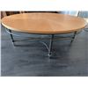 Image 2 : Oblong Wood Coffee Table with Metal Base – Modern