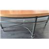 Image 3 : Oblong Wood Coffee Table with Metal Base – Modern