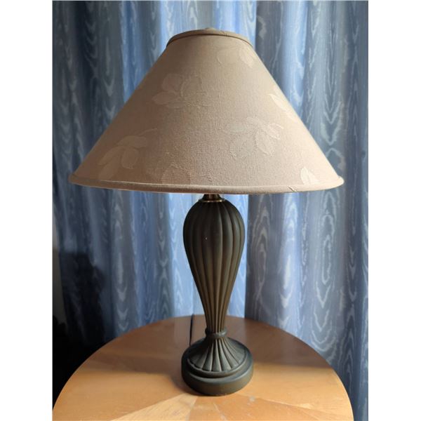 Metal Table Lamp with Beige Floral Fabric Shade