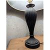 Image 4 : Bronze-Tone Metal Lamp with Fabric Shade and Potted Artificial Plant