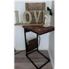 Image 1 : Foldable Wooden Desk with Metal Frame and Decorative Accessories