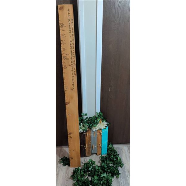 Wooden Growth Chart Ruler by Lucky See, Monkey Do and Decorative Wall Hanging