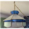 Image 1 : Stained Glass Swag Lamp with Blue and Frosted Panels