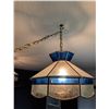 Image 2 : Stained Glass Swag Lamp with Blue and Frosted Panels