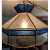 Image 4 : Hanging Stained Glass Pendant Light Fixture with Blue and Frosted Panels