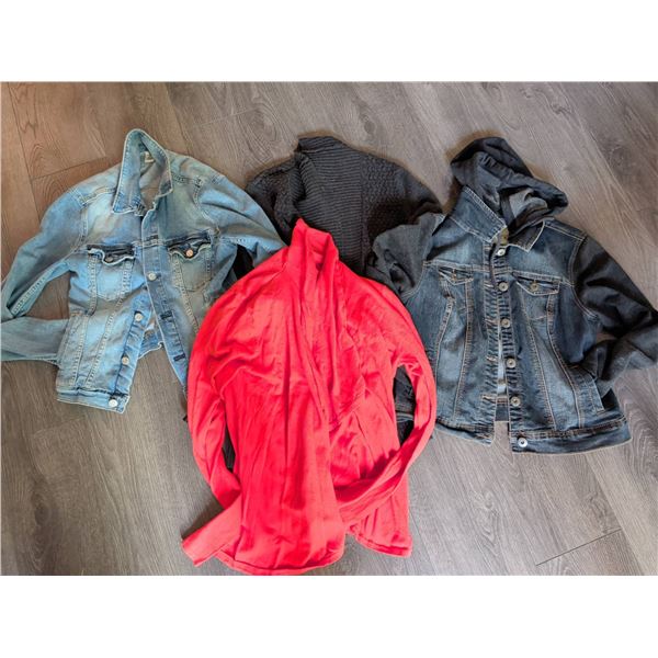 Ladies S-M Jackets Including Denim w/ Hooded Style & Cardigans