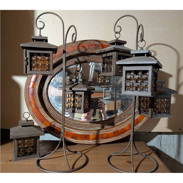 Three Metal Lanterns with Stands by Garden Trend