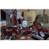 Image 1 : Holiday Decorations and Collectibles with Santa Figure, Ornaments, and Train Set