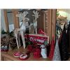 Image 1 : Christmas Decorations Including Glitter Cones, Penguin Figurine, Wicker Reindeer, and More