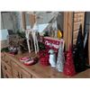 Image 2 : Christmas Decorations Including Glitter Cones, Penguin Figurine, Wicker Reindeer, and More