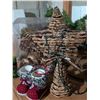 Image 7 : Christmas Decorations Including Glitter Cones, Penguin Figurine, Wicker Reindeer, and More