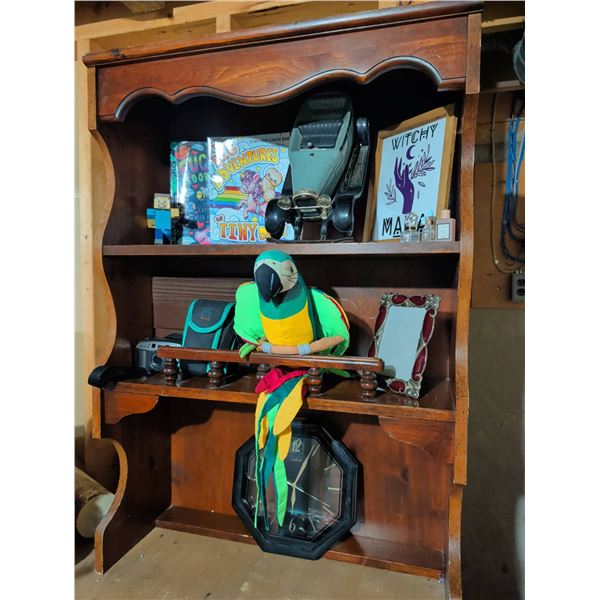 Wooden Hutch with Mixed Decorative Contents