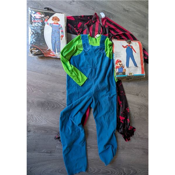 4 Childrens Costumes - Mario Bros. Chucky & More