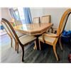 Image 1 : Oak Dining Table w/ Six Upholstered Chairs