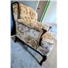 Image 4 : Vintage Upholstered Armchair w/ Floral Pattern & Carved Wood Accents