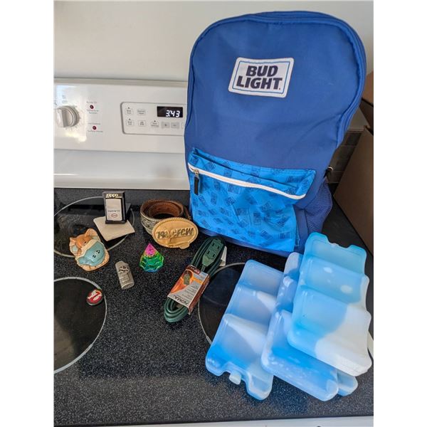 Junk Drawer Goodies- Bud Light Pack Zippo Pendelfin Belt Buckle