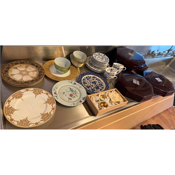 Multiple Asian Dishware: Porcelain Bowls, Teacups, Plates, Lacquered Boxes, etc w/ Some Maker's Mark