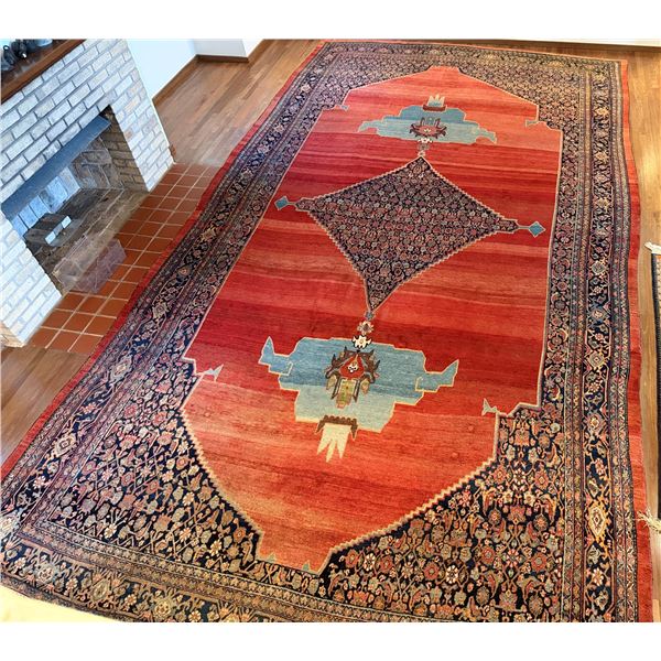 Vintage Hand-Woven NW Persian Bidjar Style Area Rug w/ Floral Motif & Herati Pattern Border Bands 23
