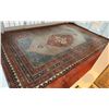 Image 1 : Vintage Hand-Woven Persian Style Area Rug w/ Geomatic Pattern & Floral Bands 222" x 135"