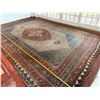 Image 33 : Vintage Hand-Woven Persian Style Area Rug w/ Geomatic Pattern & Floral Bands 222" x 135"