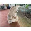 Image 12 : Qty 2 Chinese-Style Carved Stone Guardian Lion Garden Statues, Approx. 22" x 15" x 36"H