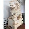 Image 16 : Qty 2 Chinese-Style Carved Stone Guardian Lion Garden Statues, Approx. 22" x 15" x 36"H