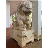 Image 17 : Qty 2 Chinese-Style Carved Stone Guardian Lion Garden Statues, Approx. 22" x 15" x 36"H