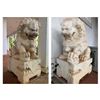 Image 1 : Qty 2 Chinese-Style Carved Stone Guardian Lion Garden Statues, Approx. 22" x 15" x 36"H
