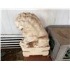 Image 4 : Qty 2 Chinese-Style Carved Stone Guardian Lion Garden Statues, Approx. 22" x 15" x 36"H