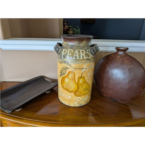 Ceramic Pears Vase Vessel & Bread Bowl