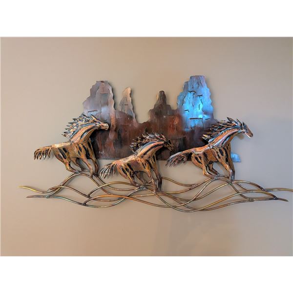 Fire Stallion Stampede Sculpture J. Tschudy Signed