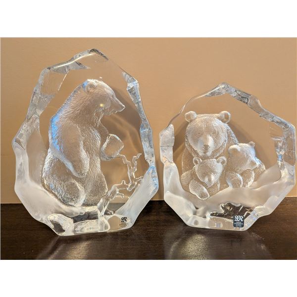 Mats Jonasson Bear Crystal Sculptures - Paperweights - Swedish