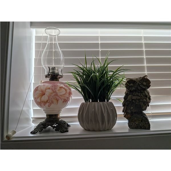 Antique Lamp Owl and Plant
