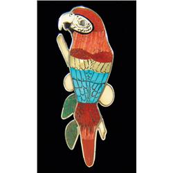 Zuni Inlay Parrot Pin/Pendant - Harlan Coonsis