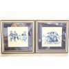 Image 1 : 2 VINTAGE PETIT POINT DELFT BLUE 10” SQUARE